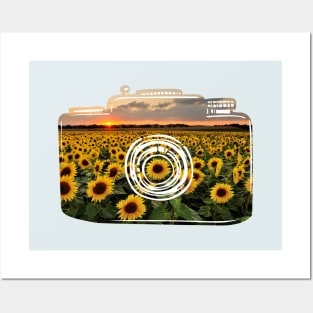 Sunflower Field Photography BOHO Camera Posters and Art